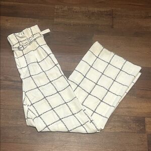 Express High Rise Checkered White Pants - Wide Leg 2R/2R